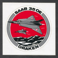 SAAB 35 OE Draken Sweden Airplane, Sticker Autocollant - Aufkleber