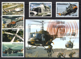 Antigua-Barbuda MNH Set And SS - Helicopters