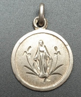 Pendentif Médaille Religieuse De Baptème Argent 800 Fin XIXe "Sainte Marie" Religious Medal - Religion & Esotericism