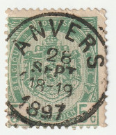 BELGIQUE    N° 56 Oblitéré Très Belle Oblitération Centrée ANVERS 28 Septembre 1897 - 1893-1907 Wappen