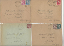 VENDEE -LOT DE 4 LETTRES OBLITEREES CAD BARBATRE 1943- A 1947 - Mechanical Postmarks (Other)