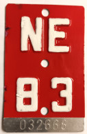 Velonummer Neuenburg NE 83 - Nummerplaten