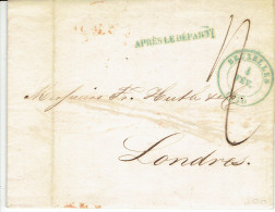 LAC Bruxelles 1850 Vers Londres  Port 4 Après Le Départ  Manufactures De Glaces - 1830-1849 (Unabhängiges Belgien)