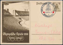 Deutsches Reich Sonderpostkarte Mit Sonderstempel XI Olympiade 1936 Berlin 14.8.1936 Ganzsache P 259 - Tarjetas