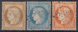 TIMBRE FRANCE CERES DU SIEGE N° 36 37 38 OBLITERATIONS TRES LEGERES TB CENTRAGES - 1870 Beleg Van Parijs