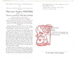 DP Sophia Mertens ° Peizegem Merchtem 1890 † 1963 X Jozef Paul Van Der Stappen // Stevens De Donder - Devotion Images