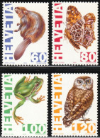 1995 Switzerland Endangered Species: Beaver, Map Butterfly, Tree Frog, Little Owl Set (** / MNH / UMM) - Owls