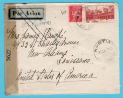 FRANCE Censored Air Clipper Cover 1942 Nantiat To New Orleans, USA And Cancelled Airmail - Brieven En Documenten