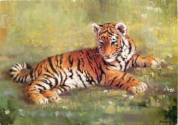 Animaux - Fauves - Tigre - Tiger - Art Peinture - Sylvia Duran - Tiger Cub - CPM - Voir Scans Recto-Verso - Tigers