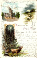 Lithographie Granitz Seebad Binz Auf Rügen, Jagdschloss, Hirsch - Autres & Non Classés