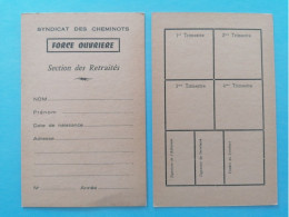 Sncf, Carte Du Syndicat F.O, Force Ouvrière. - Sonstige & Ohne Zuordnung