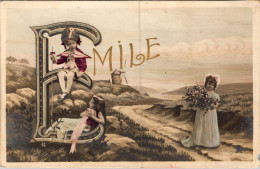Carte Prénom -  Emile  , Enfants      AQ912 Nom Illustré De La Marque Etoile - Prénoms