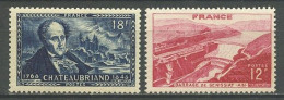 FRANCE 1948 N° 816/817 ** Neufs MNH Superbes C 1.80 € François René Chateaubriand Barrage De Génissiat - Unused Stamps