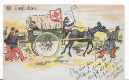 CPA - AMBULANCE - EQUIPAGE REGIMENTA - Illustration Signé Q.G. - Humoristiques