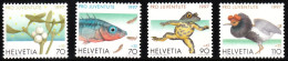 1997 Switzerland Pro Juventute: Mistletoe, Three-spined Stickleback, Yellow-bellied Toad, Ruff Set (** / MNH / UMM) - Storchenvögel