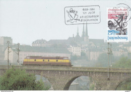 Luxembourg Luxemburg Max Card 1984 Mi 1094 125 Jahre Luxemburger Eisenbahn - Trains