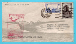 FRANCE First Transatlantic Flight Cover 1939 Marseilles To USA - Brieven En Documenten