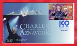 Armenien/Armenie/Armenia 2024, 100th Ann. Of Charles Aznavour (1924-2018), France, Singer SS - FDC (I) - Armenia