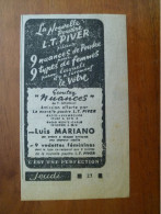 Publicité 1949 Poudre L.T. Piver Offre émission Nuances Avec Luis Mariano Radio Monte-Carlo Luxembourg - Advertising