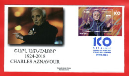 Armenien/Armenie/Armenia 2024, 100th Ann. Of Charles Aznavour (1924-2018), France, Singer SS - FDC (II) - Armenia