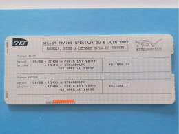 Sncf Billet VIP Tgv Est Européen, 09 06 2007 - Andere & Zonder Classificatie