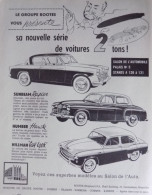Publicité De Presse ; Automobiles Sunbeam , Humber & Hillman - Publicités