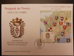 Monaco 2023 4th Meeting Historical Sites Grimaldis Heraldic Coast Arm Ms1v FDC PJ - Ongebruikt