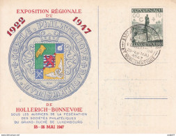 Luxembourg Luxemburg Exposition Régionale De Hollerich-bonnevoie 1947 - Brieven En Documenten
