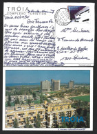 Postal De Troia Obliteração De Troia, 2900 Setúbal 1991. Torres Troia Demolidas 2005. Postcard Obliteration Of Troia, 2 - Covers & Documents
