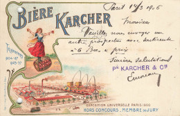 E812  Carte Postal Bière Karcher Exposition Universelle Paris 1900 - 1877-1920: Periodo Semi Moderno