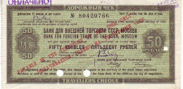 (billets). Russie Russia URSS USSR. Travelers Cheque. 50 R 1970 N° 80420766 Différentes Signatures - Rusland