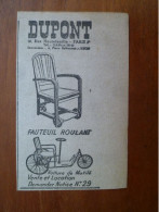 Publicité 1949 Dupont Paris Fauteuil Roulant Voiture De Mutilé - Reclame