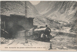 CPA   Saint Gothard (Suisse)   Locomotive Et Train Gros Plan à La Sortie  Nord Du Tunnel     Wehrli 15240 - Other & Unclassified