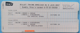 Sncf Billet  Tgv Est Européen, 09 06 2007 - Sonstige & Ohne Zuordnung