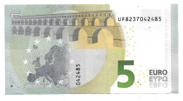 (Billets). 5 Euros 2013 Serie UF, E011I6 Signature Christine Lagarde N° UF 8237042485 UNC - 5 Euro
