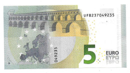 (Billets). 5 Euros 2013 Serie UF, E011I6 Signature Christine Lagarde N° UF 8237049235 UNC - 5 Euro