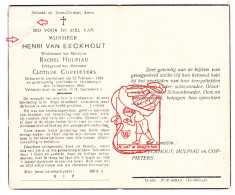 DP Henri Van Eeckhout ° Londerzeel 1864 † Grembergen Dendermonde 1944 X Rachel Hulpiau Xx Clotilde Coppieters - Andachtsbilder