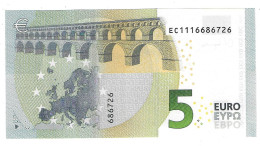 (Billets). 5 Euros 2013 Serie EC, E001G1 Signature Christine Lagarde N° EC 1116686726 UNC - 5 Euro