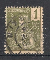 INDOCHINE - 1904-06 - N°YT. 24 - Type Grasset 1c Olive - Oblitéré / Used - Oblitérés