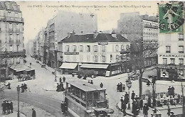 CPA Paris Carrefour Des Rues Montparnasse Et Delambre - Station De Métro Edgar Quinet - District 14