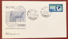 ITALY - FDC - 1963 - Centenario Della Prima Conferenza Postale Internazionale, A Parigi - FDC