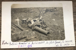 Carte Photo 1914 1918 Bataille De La Somme  Canon Démoli à Herbécourt - Weltkrieg 1914-18
