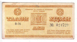 (Billets). Bulgarie Bulgaria. Foreing Exchange Certificate. Rare. Balkan Tourist. 1975. 1 Lev Serie V-76 N° 024729 - Bulgarije