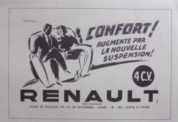 Publicité De Presse ; Renault 4 CV Confort Nouvelle Suspension - Ill. Coty - Publicités