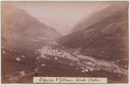 Photo Albuminée Format Carte   Ligne Du Saint Gothard Gottardo (Suisse) Village Airolo - Trenes