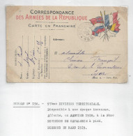 CARTE EN FRANCHISE TRESOR ET POSTE 156 POUR LYON LE 5 DECEMBRE 1914 - 1877-1920: Semi Modern Period