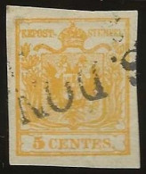 Lombarda-Venice  .  Yvert    .  1   (2 Scans)       .   1850    .     O      .  Cancelled - Lombardy-Venetia