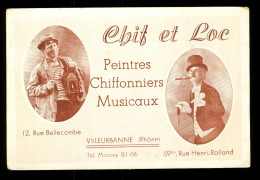 Carte Photo Cirque Clown Clowns Chif Et Loc Peintres Chiffonniers Musicaux Villeurbanne Rhone ( Format 10cm X 15cm ) - Zirkus