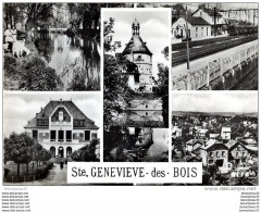CPSM (Réf:J527) SAINT-GENEVIÈVE-DES-BOIS (ESSONNE 91) MULTI VUES (animée, Les Chèvres Près De La Rivière, La Gare) - Sainte Genevieve Des Bois