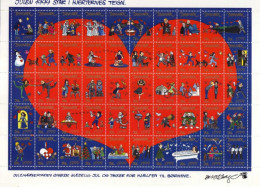 Danemark - 1999- Feuillet De 50  Vignettes Jul - Noel -  Coeur -Amour-   Neufs** - MNH - Unused Stamps